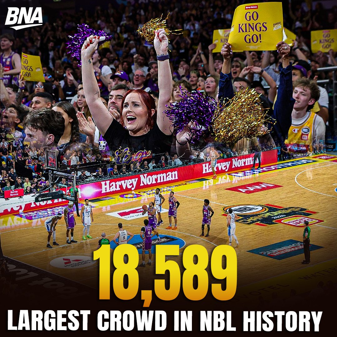 AusBballnews's tweet image. 💥 HISTORY MADE! 💥

Just one week after the last record fell, Game 5 at Qudos Bank Arena smashed it again with the biggest crowd in NBL history. 👀

What a moment for Australian basketball!  👏🏻

#nbl #nblfinals #recordbreaking #basketballnews