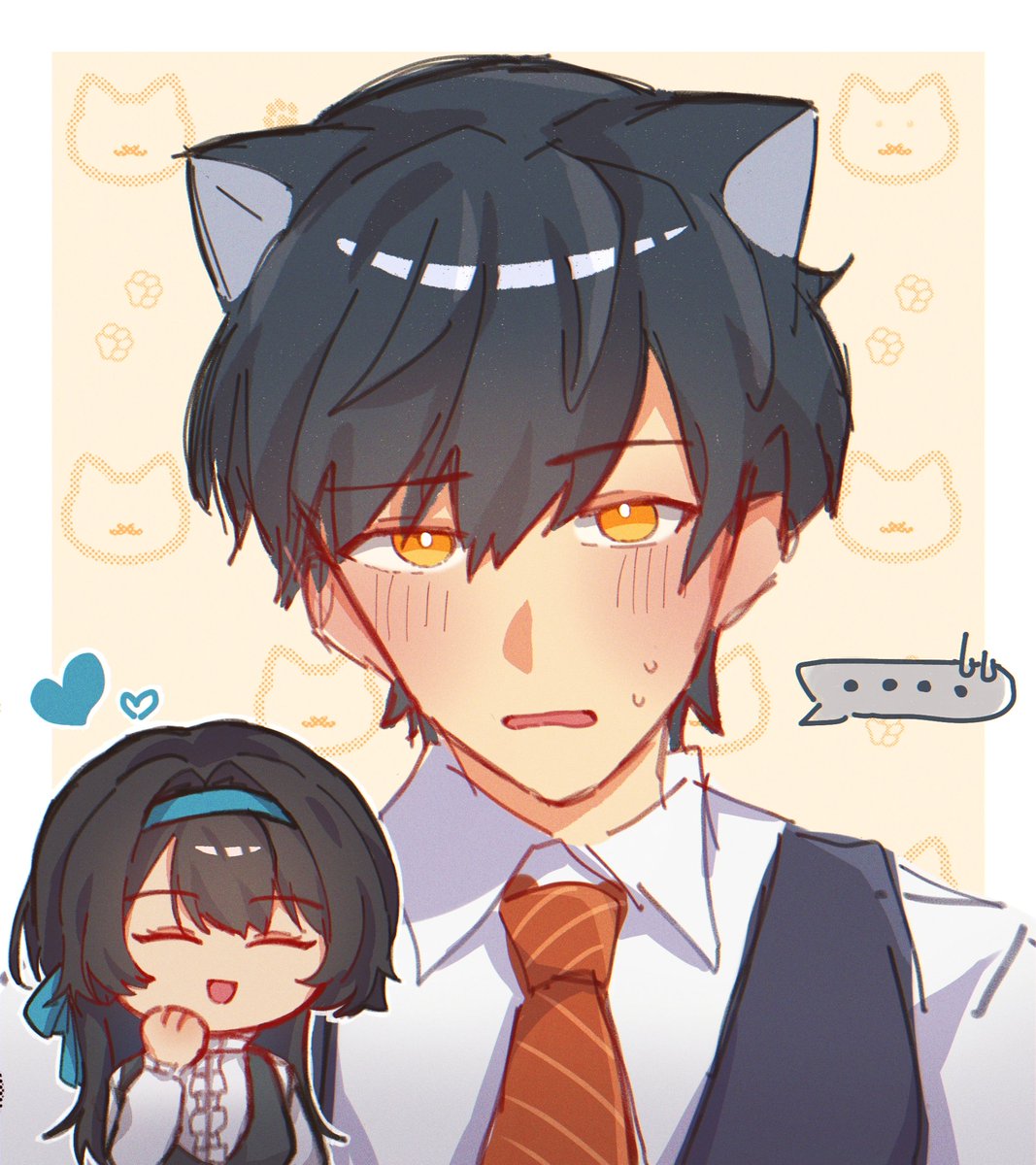 夢  |  Nishita × Benkei
         #Warm・Respite 🔖📿
         #tkdbyume #tkdb夢

Benkei in cat ears. he won't say no to his g̶i̶r̶l̶f̶r̶i̶e̶n̶d̶ colleague, right? hehe.