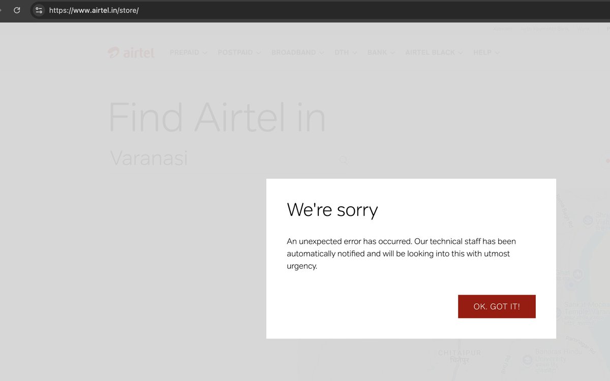 Arvind_Techi's tweet photo. @airtelindia I'm trying to locate my nearest Airtel store since a week and website is not working.

I have 4 airtel prepaid connections and want to club everything into one Airtel black subscription but customer care is just routing calls. Please check https://t.co/MqtMyGk0si