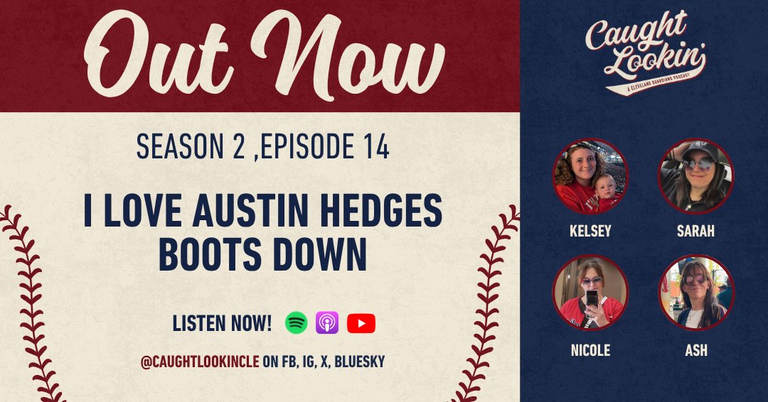 CaughtLookinCLE's tweet image. This week Kelsey, Sarah, Nicole, and Ash recap the recent Cubs and Dodgers series versus the Guardians, talk José’s upcoming major milestone, wild starting pitching stats, and they swoon over known power hitters Austin Hedges, CJ Kayfus, and Gabriel Arias!