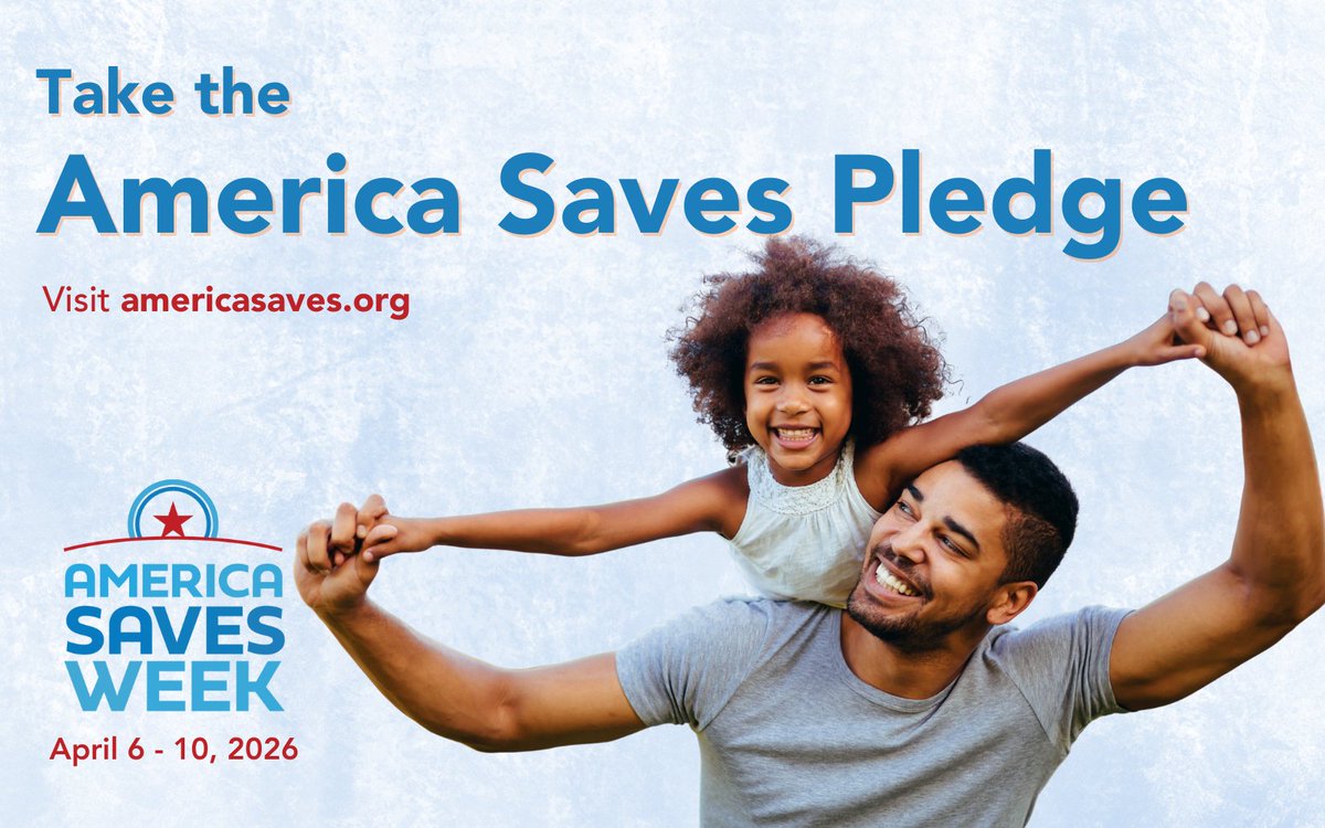 Happy first day of #AmericaSavesWeek! We’re joining <a href="/AmericaSaves/">America Saves</a> to help you build a strong financial foundation through planning and saving automatically.  
 
Take the America Saves pledge at americasaves.org for tips and resources, straight to your inbox. #ASW2026