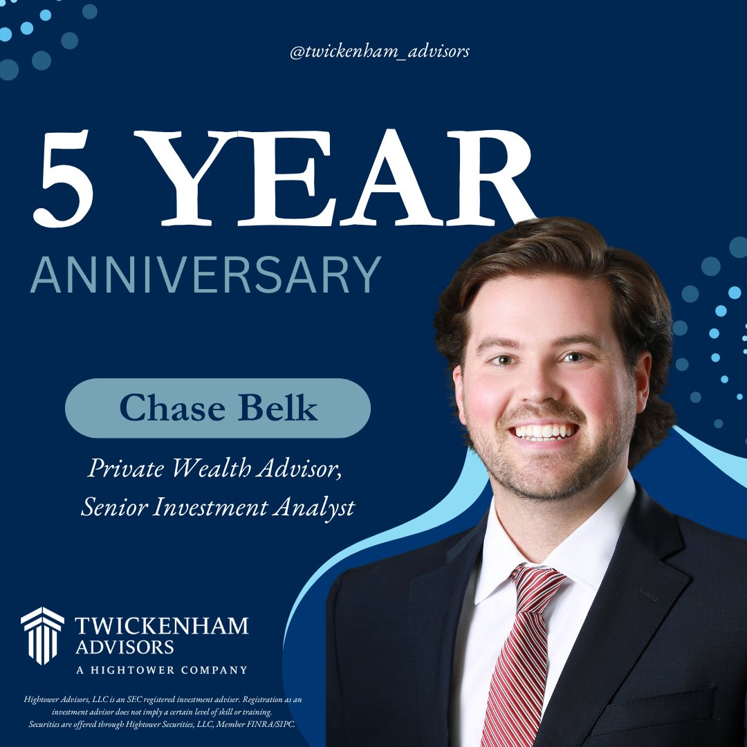 HT_Twickenham's tweet photo. Congratulations on your 5 year Work Anniversary, Chase 🎉. Your dedication and steady contributions as a Private Wealth Advisor have made a meaningful difference to our clients and our team. We appreciate your continued commitment! #teamtwickenham #twickenhamadvisors https://t.co/5pYNLQ4Jwp