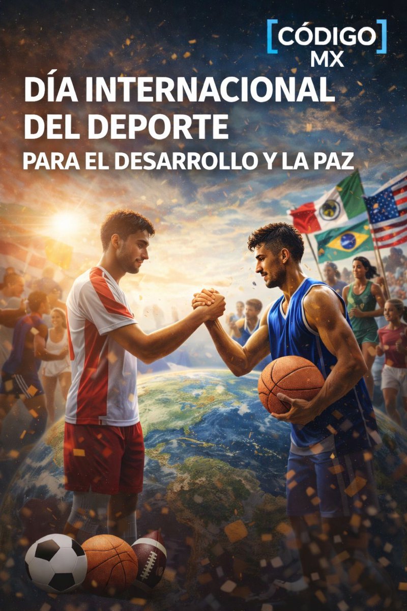 CdigoMXdigital's tweet photo. DEPORTE POR LA PAZ MUNDIAL 🏆
Hoy celebramos el poder del deporte para unir naciones y promover la paz. Es la herramienta clave para el desarrollo social y la inclusión. ¡El movimiento genera cambios reales! 🕊️🏃♀️⚽
#DiaDelDeporte #Paz #Mexico #Deporte #CodigoMX #RT https://t.co/5ywXgQWHjj