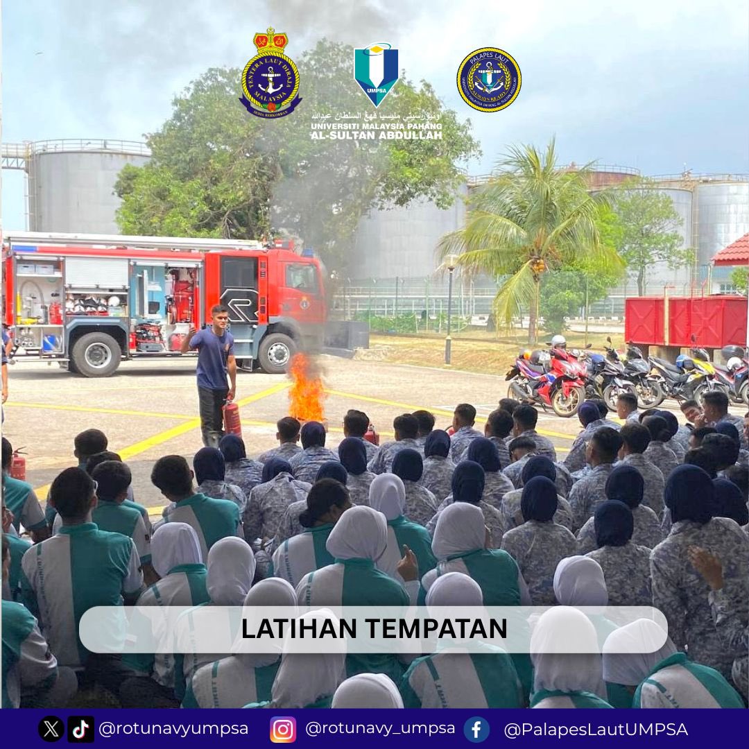 rotunavyumpsa's tweet photo. [ 04 APRIL 2026 | LATIHAN TEMPATAN ]

PALAPES Laut UMPSA telah menjalani latihan MKMA yang melibatkan Pegawai Kadet Ambilan ke-13, 14 dan 15 bersama anggota PSSTLDM Kuantan di BOMBA Sri Kuantan, MAWILLA 1.

#rotunavyumpsa #palapeslautumpsa #palapeslaut #navypeople #psstldm https://t.co/Sy0RKMeWA0