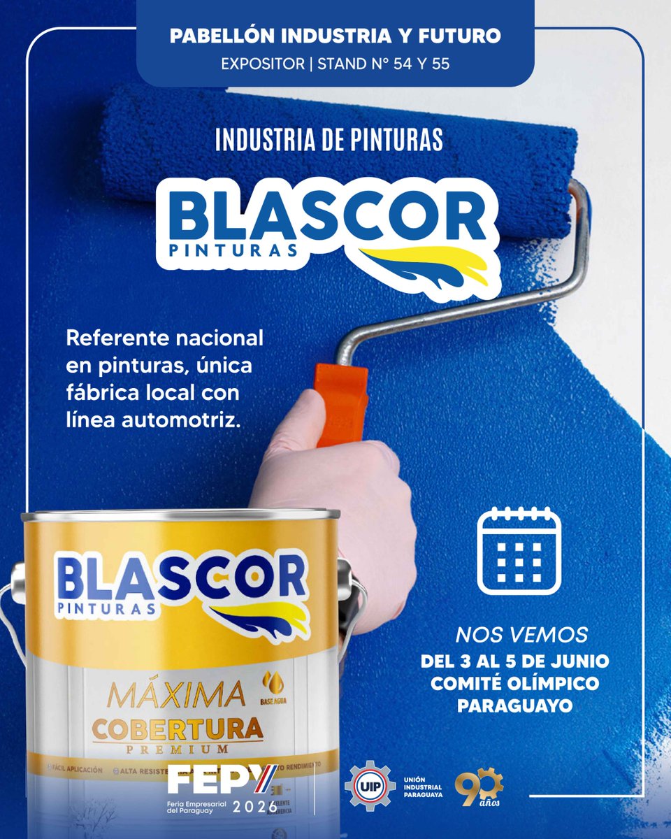 FEPY_paraguay's tweet photo. ✅Blascor se suma a FEPY llevando color, innovación y desarrollo a la industria nacional.

🤝Bienvenidos al espacio donde Paraguay muestra todo su potencial.

#FEPY2026 #TuConexionConLaEvolucion https://t.co/dtew2hLtz2