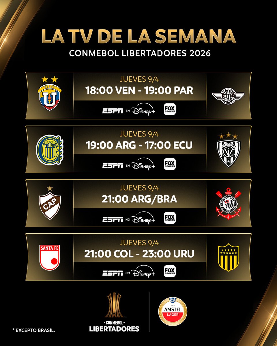 😍📆 ¡Comienza la Fase de Grupos! Días y horarios para la Fecha 1 de la CONMEBOL #Libertadores 

<a href="/amstelargentina/">Amstel Lager</a> |  #CervezaOficial | #GloriaEterna