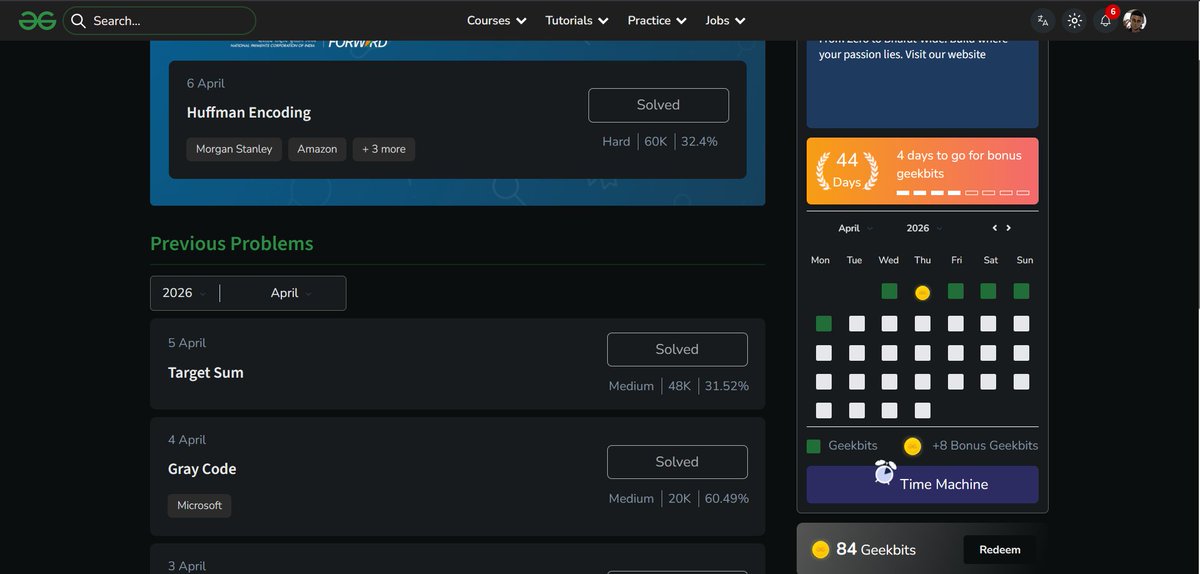 krishgtr214's tweet photo. Day44/60                               
Solved today’s #ProblemOfTheDay –  Huffman Encoding
@geeksforgeeks
and earned my 84th  Geekbit!                            
ID - krishgzzfn

@NPCI_NPCI
One more POTD solved...   
#geekstreak60 #npci https://t.co/XycSIhSD7c
