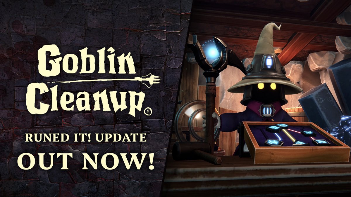 The Runed It! Update is OUT NOW for Goblin Cleanup! 💎

📈 Runes System: 15 Stat Modifiers
💾 Customisation Presets
🎨 Mimic Customisation
🧑‍🎨 New Cosmetics
🐛 Bug Fixes and more!

Read more on Steam: ⬇️
store.steampowered.com/news/app/27483…
