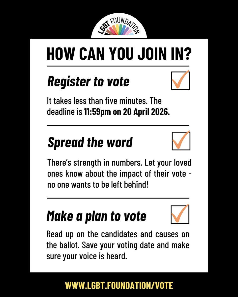LGBTfdn's tweet photo. Your Vote is Your Voice - Get Ready to #VoteWithPride 🌈❤️
Learn more about what voting means for the LGBTQ+ community by visiting https://t.co/cvNhrqYyYe 🫶

#UKVotes #DemocracyInAction #ElectionDayUK #LGBTQVoting #VoteForChange #yourvotematters #ukpolitics #uknews https://t.co/kA5mulWYtc