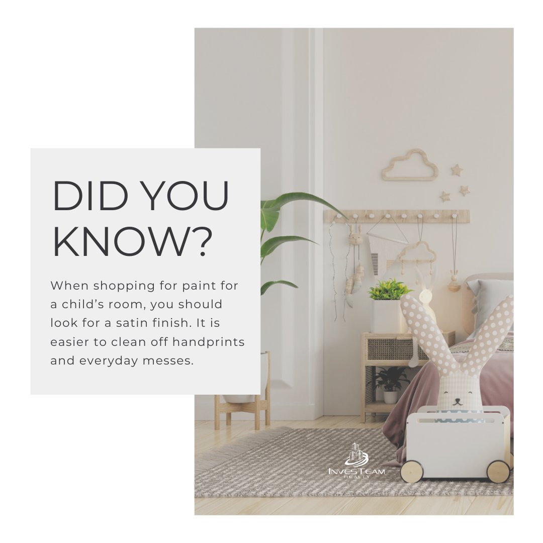 investeamrealty's tweet image. What do you think of this tip? Ready to try it on your next home project? Share your thoughts below #HomeTips #PaintPerfection #KidFriendly #SatinFinish #InteriorDesign #ParentingHack #EasyClean #StylishHome #KidsRoom #HomeImprovement #CreativeSpaces #ArtisticKids #MessFreeLiving