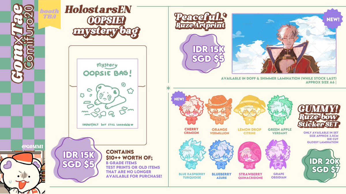 G0MMI's tweet image. ꒰💗&amp;amp;🔁are super appreciated ₊𖥔 

G0MMI's #CF22 PO ✦ #Doujima2026 catalog ♡ྀི ₊  

🗓️ PO Close : 15 April

 ✦ Pickup for CF22 &amp;amp; Doujima26✅
 ✦ Mail orders coming soon !
 ✦ GO please DM me !
 ✦ originals, holostars EN, By The Beat 

(1/2)
#doujimasg #comifuro22catalogue