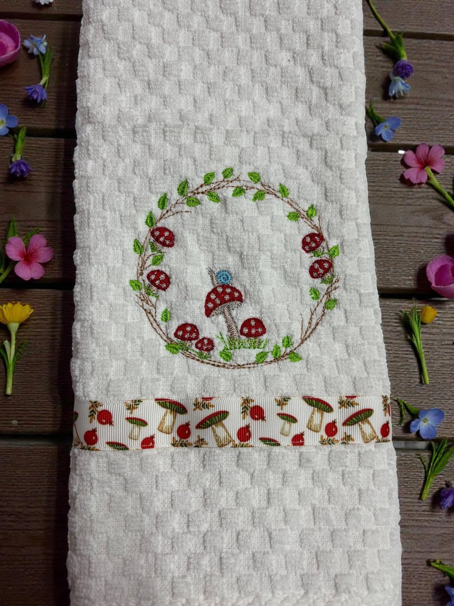 sewingfromsammy's tweet image. 🔥 Elevate your kitchen decor with the whimsical Embroidered Mushroom Towel! 🍄✨ Shop now at sassychickscrafting.com/products/add-a… #kitchendecor #mushrooms