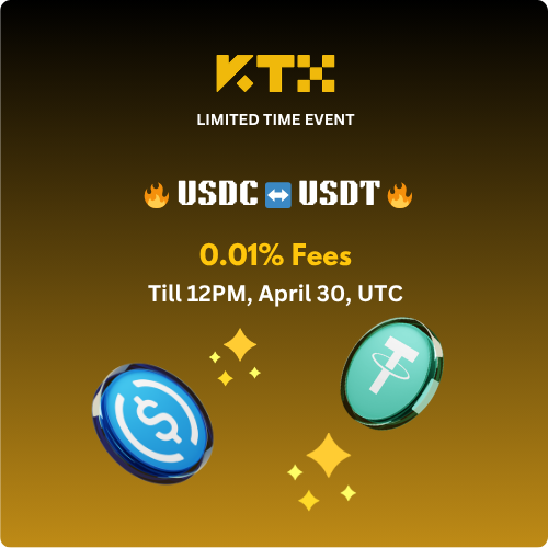 GM🌞 KTX IS OFFERING A LIMITED TIME EVENT!  

Trade the USDC/USDT pair with fees slashed to just 0.01% untill 12PM, April 30, 2026 UTC  

KTX Linktree in the bio