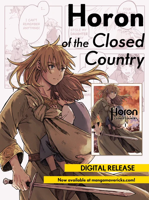 The English version of yy manga "Horon of the Closed Country" has been released digitally!
You can find it Manga Maverick Books, Kindle, and other digital stores! I'm so happy that English-speaking reader can now enjoy it!  
https://t.co/wcrM6OBVmQ
#HoronoftheClosedCountry 