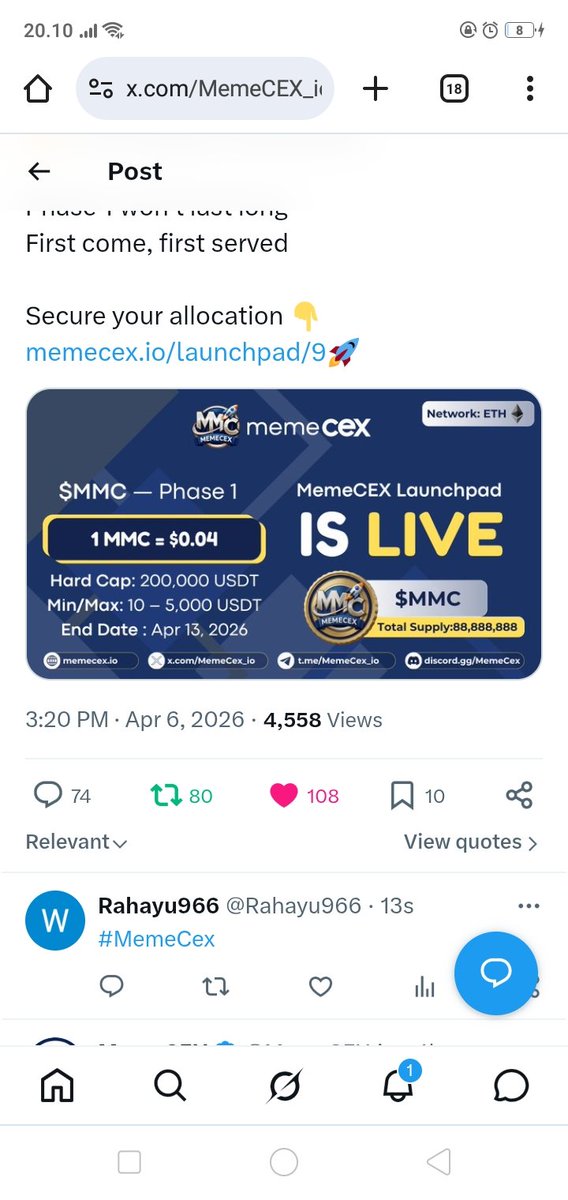 Rahayu966's tweet photo. @MemeCEX_io All task done
#MemeCex https://t.co/AvVPte2oGK