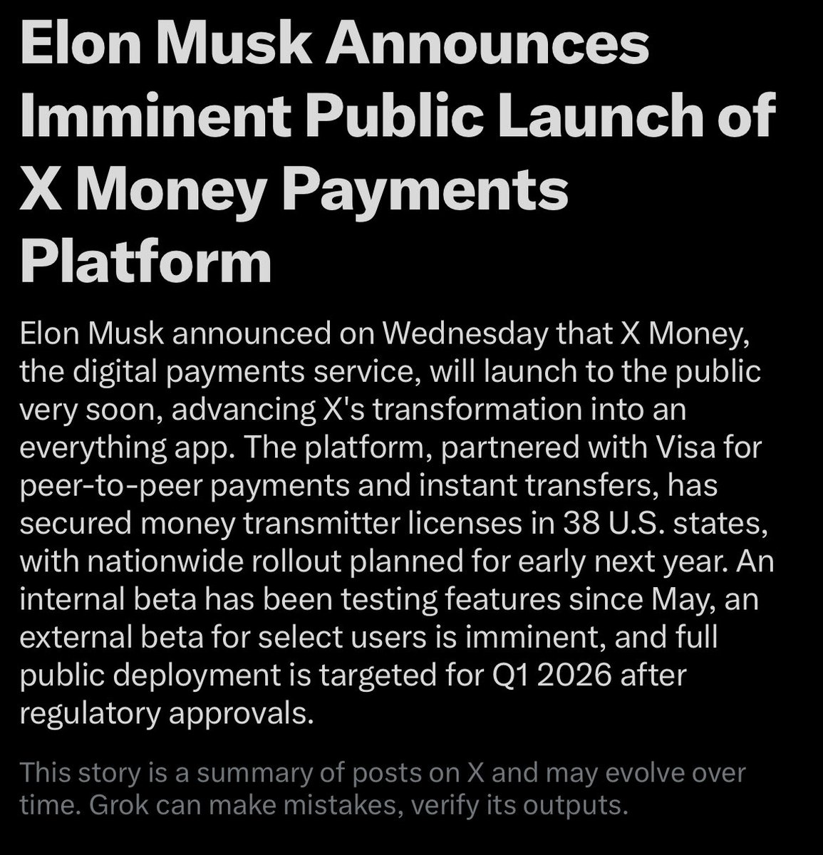 Elon Musk has confirmed 𝕏 Money will be launched to the public very soon.

#Dogecoin