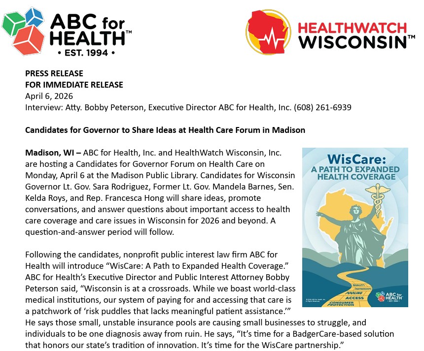 ABCforHEALTH's tweet photo. Candidates for Governor to Share Ideas at Health Care Forum in Madison:  https://t.co/wFjF7q9ZvC https://t.co/BB3GXhuqQO