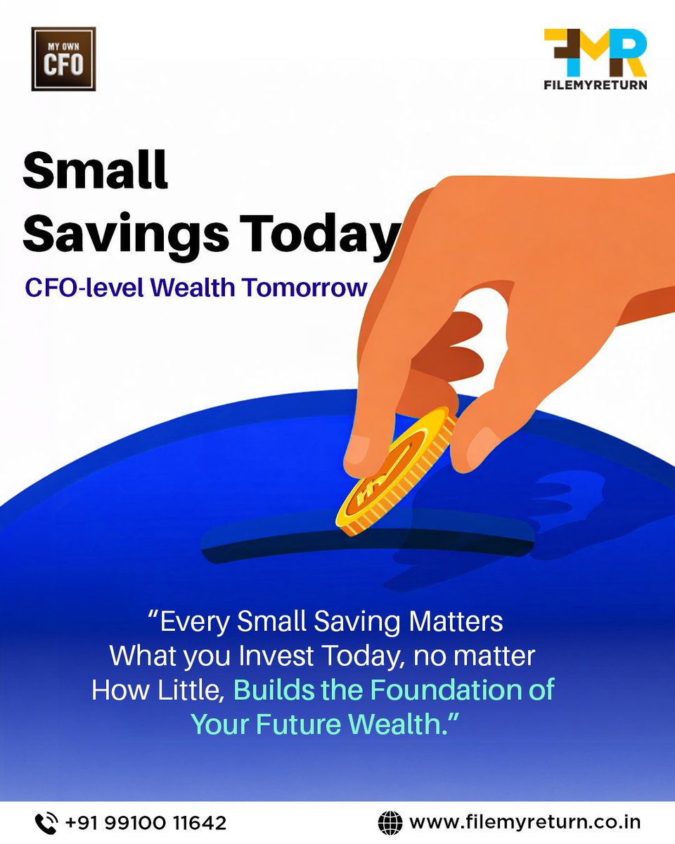 Filemyreturn2's tweet photo. Small Savings Today = Big Wealth Tomorrow 💰
.
.
.
You don’t need big money to build wealth.
You need consistency.
Even small daily savings can create massive financial growth over time. Start today.
.
.
.
#WealthBuilding #FinanceTips #MoneyGrowth #Investing #Savings https://t.co/wA8kSWCi5q