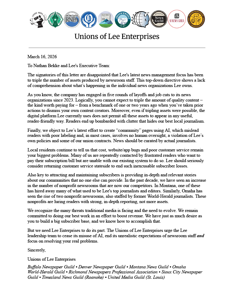 Unions of Lee Enterprises tweet media