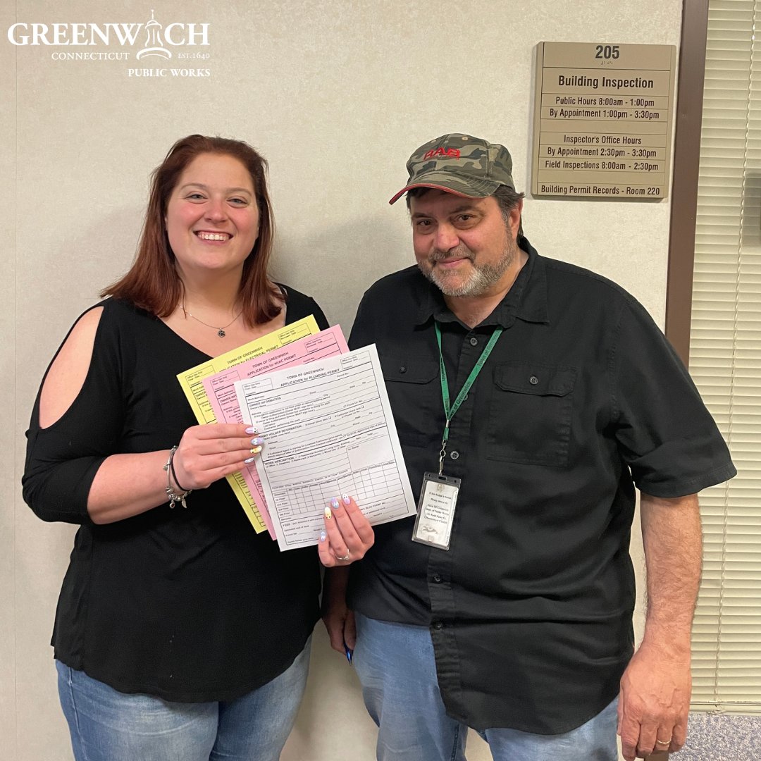 GreenwichDPW's tweet photo. Need a trade permit? Whether it’s electrical, plumbing, or HVAC, we’ve got you covered!🔨
Trade permits associated with a #buildingpermit can be filed in-person (8 AM – 1 PM, M-F) or via email.
Visit the #BuildingInspection division in person &amp; learn more: https://t.co/hkgLT6sRbF https://t.co/uqagIfZCZo