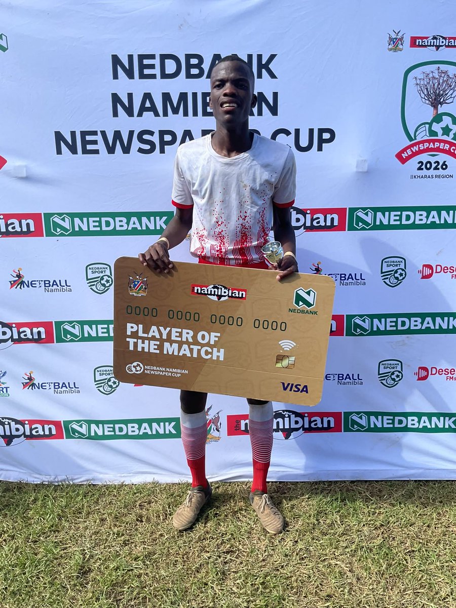 MEIYSAC_Namibia's tweet photo. Final | U/20 Football
Kunene 1 – 2 Erongo (After Extra Time)
Erongo 2–1 Kunene (AET)
A tightly contested final ended 1–1 in regulation time before Erongo found the winner in extra time to claim victory.
POTM: Shahid Naobeb (Defender)
#NewspaperCup2026 #FootballNamibia https://t.co/aJib60MJ5D