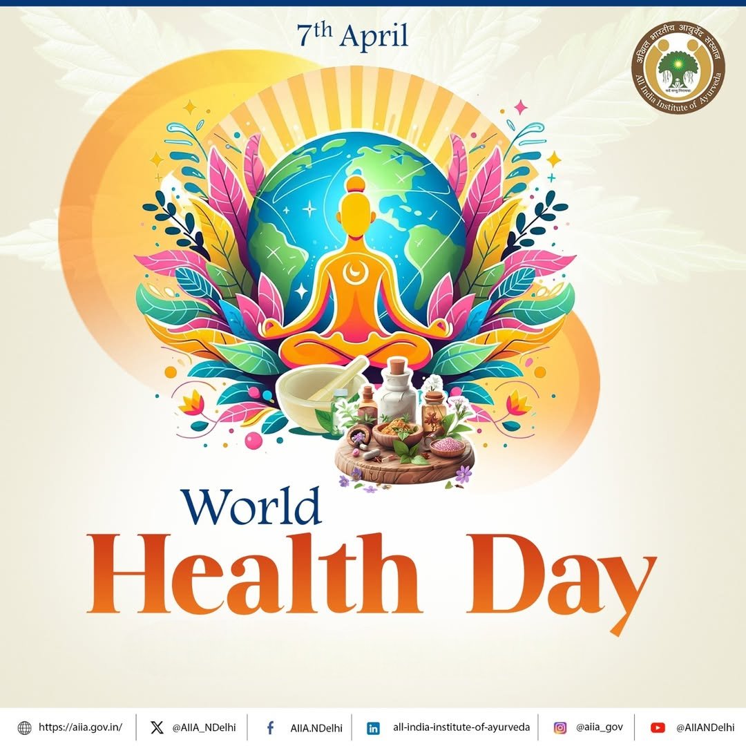 AIIA_NDelhi's tweet image. In a fast-moving world, true health is balance of body, mind &amp;amp; spirit. Ayurveda nourishes, Yoga strengthens &amp;amp; grounds us. This #WorldHealthDay, embrace holistic wellness. 
#Ayush #Ayurveda #WorldHealthday2026
@moayush @mpprataprao @AiiaGoa @secymoayush @PMOIndia @PIBAYUSH