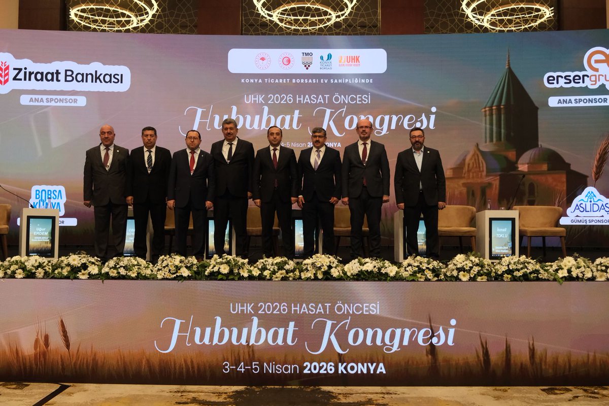 UHKonseyi's tweet photo. Moderatörlüğünü Bitkisel Üretim Genel Müdürü Sayın Uğur ERDEM’in yaptığı 2026 UHK Hububat Kongresi ilk oturumunun konusu:
İklim Değişikliği, Hububat Üretimine Etkileri, 2025-26 Üretim Yılı Hububat Durumu, Gelişimi ve Beklentiler

Bu oturumda;
- TMO Genel Müdür Yardımcısı Sayın Cihan SOYALP ‘Hasat Öncesi TMO Politikaları ve Piyasa Analizi’
- UHK Yönetim Kurulu Üyesi Sayın Prof. Dr. Bayram SADE ‘2025-2026 Üretim Yılı Buğday Gelişim Durumu’
- Selçuk Üniversitesi Ziraat Fakültesi Öğretim Üyesi Sayın Prof. Dr. Süleyman SOYLU ‘Yıllara Göre Hububat Üretimi Değişimi ve Mevcut Durum’
- Bitkisel Üretim Genel Müdür Yardımcısı Sayın İhsan EMİRALİOĞLU ‘ Üretim Planlaması Ekseninde Hububat Tohumluğu Üretimi ve Hedefleri’
- Selçuklu Ziraat Odası Başkanı Sayın İsmail TOKLU ‘Üretici Gözüyle Hububat Tarımı’
konularında bilgilerini aktardılar.
Oturum panelistlerimize aktardıkları değerli bilgi ve düşünceleri için teşekkür ederiz.
@Bugemtr @ugurerdem__ @emiraliihsan @cihansoyalp  @suleymannsoyluu @bayramsade