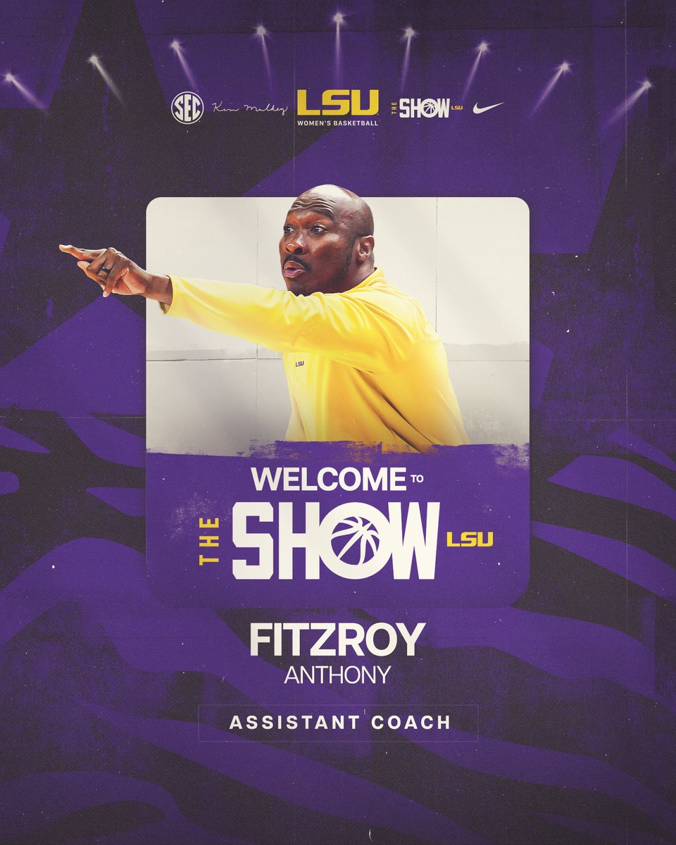 LSUwbkb's tweet photo. Coach Kim Mulkey has announced the addition of Fitzroy Anthony to her coaching staff!

Welcome to the 225, @FitzroyAnthony2 🤝

📄 https://t.co/NrSs8GVjwm https://t.co/pVqLABR1Uf