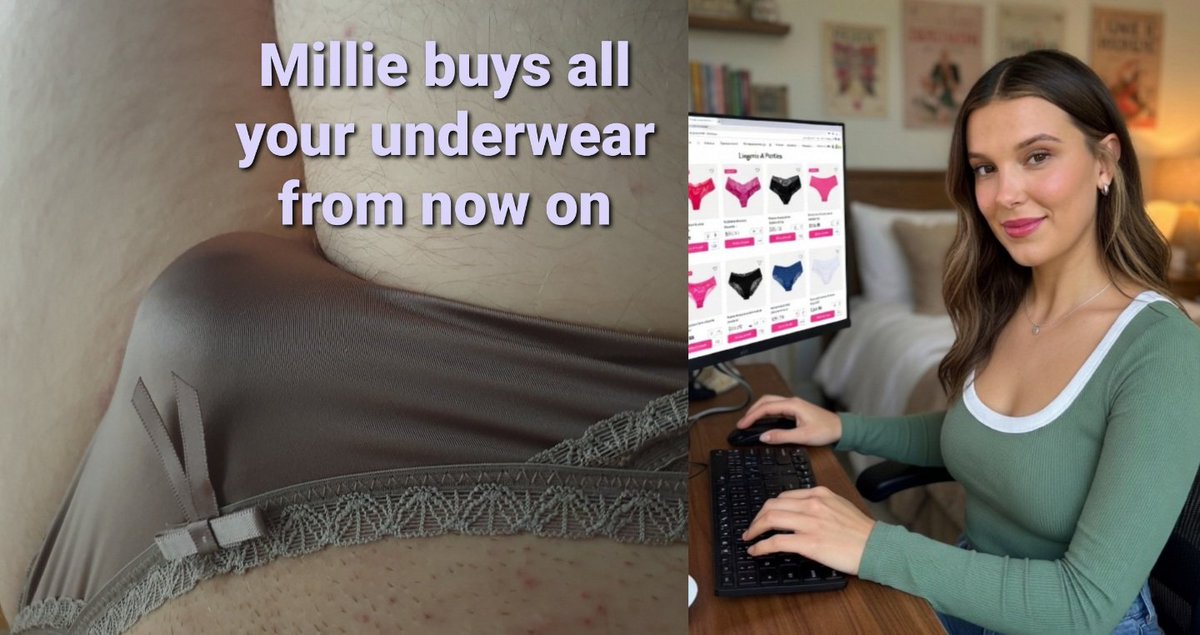 Sissies1234's tweet photo. Queen Millie insists mini dicks wear panties. #sissy #panties #bulge #beta #humiliation #pussyfree #smallpenis #milliebobbybrown #mbb #millie https://t.co/th1ctcSfzr