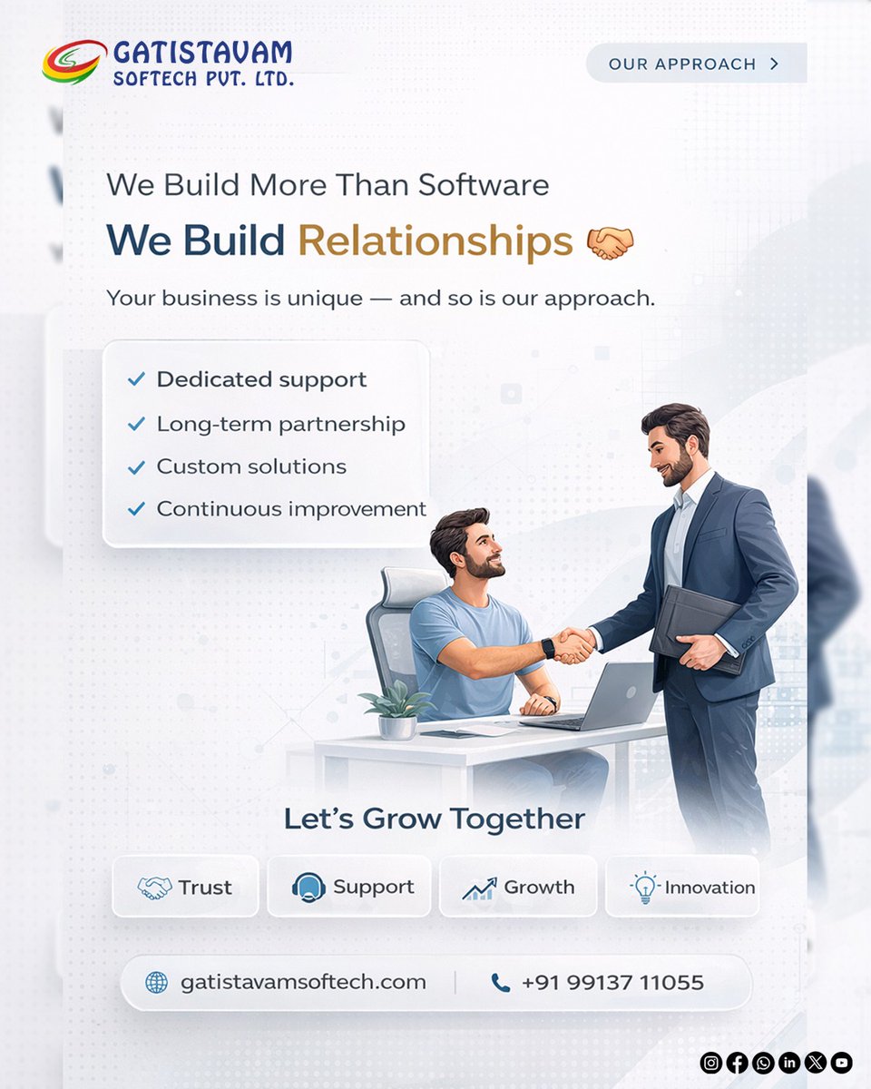 gatistavam's tweet photo. 🤝 We don’t just build software — we build relationships
💡 Dedicated support, custom solutions &amp; long-term growth

Grow your business with a trusted tech partner
📩 Let’s connect today

#SoftwareCompany #BusinessGrowth #TechPartner #DigitalSolutions #ClientTrust https://t.co/kpDpZkdezZ