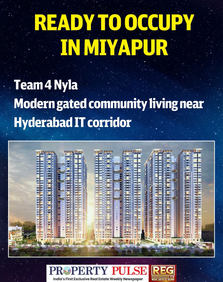 regpaper1's tweet image. READY TO OCCUPY IN MIYAPUR

Team 4 Nyla
Modern gated community living near
Hyderabad IT corridor

@team4nyla
#Miyapur #HyderabadRealEstate #GatedCommunity #ReadyToOccupy #UrbanLiving #LuxuryApartments #ITProfessionals #VastuCompliant #ModernHomes #FamilyLiving #MetroAccessibility