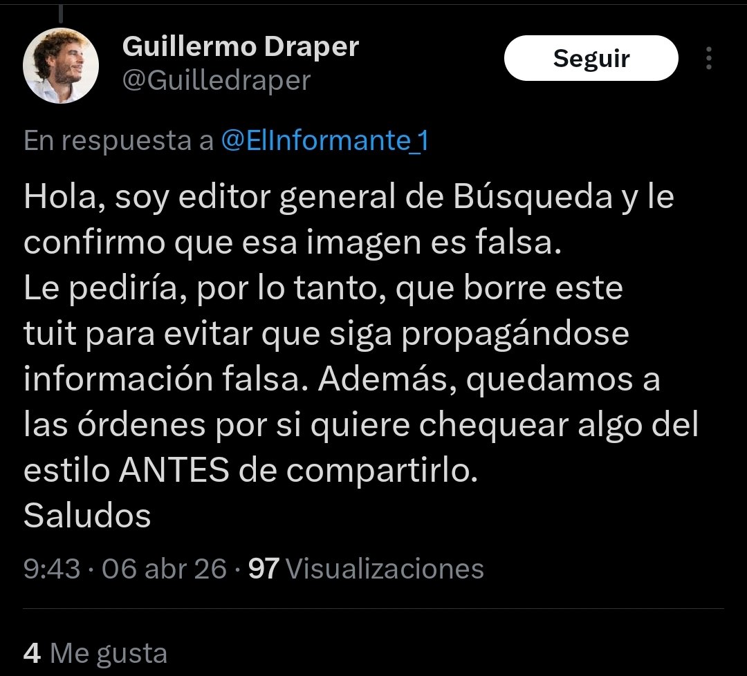Que raro El infomante mintiendo...x.com/i/status/20411…