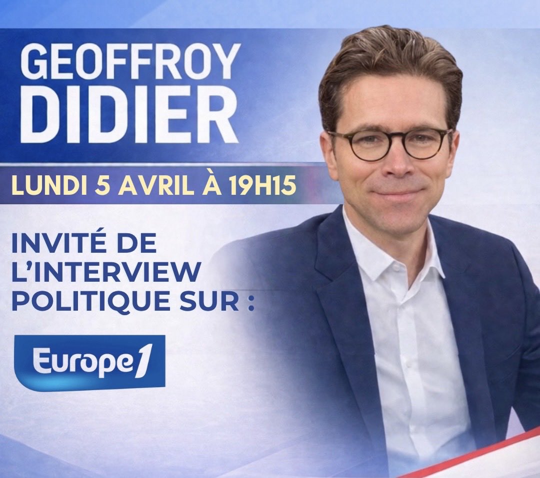 GeoffroyDidier's tweet photo. À ce soir, 19h15, sur @Europe1 ! https://t.co/emd0RrR5dK