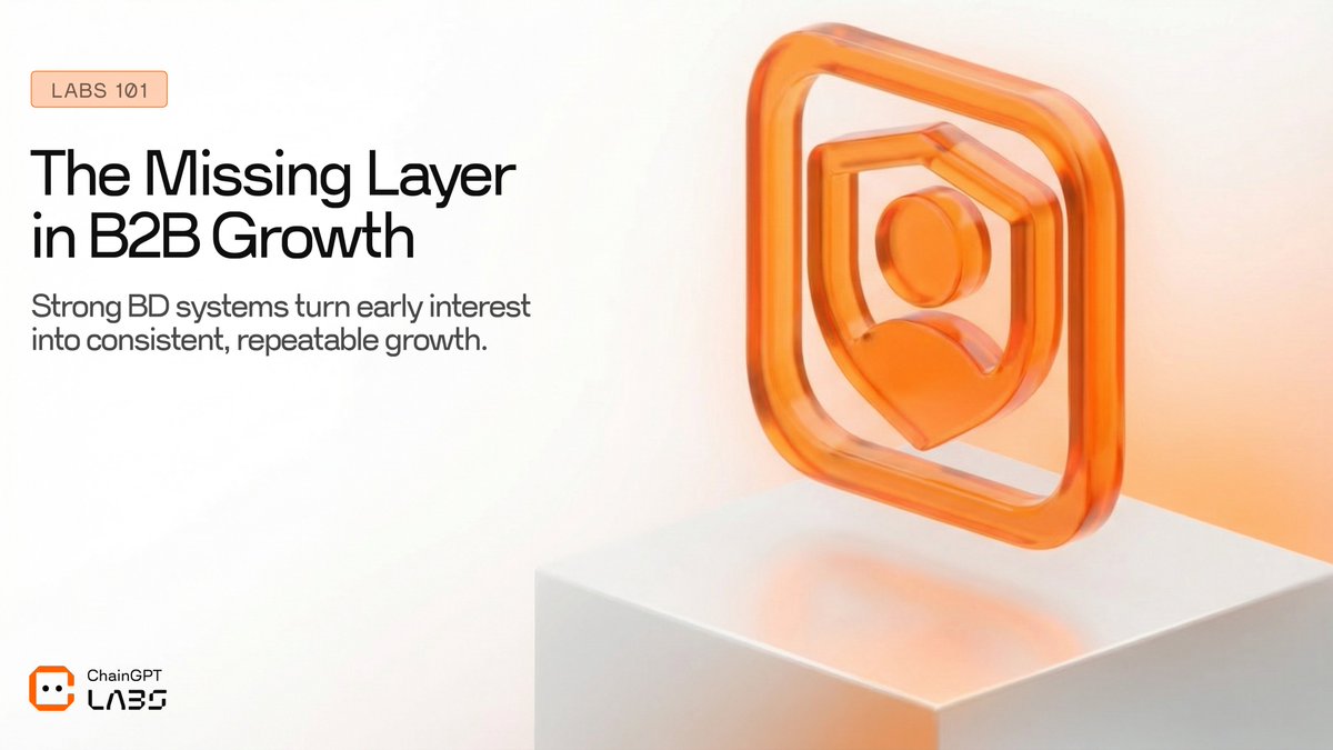 ChainGPT_Labs's tweet photo. A great product gets attention.

A strong BD engine turns that attention into deals.

The difference is structure:
clear positioning, targeted outreach, and repeatable processes.

At ChainGPT Labs, we work closely with founders to build that engine, so growth becomes consistent, not unpredictable.