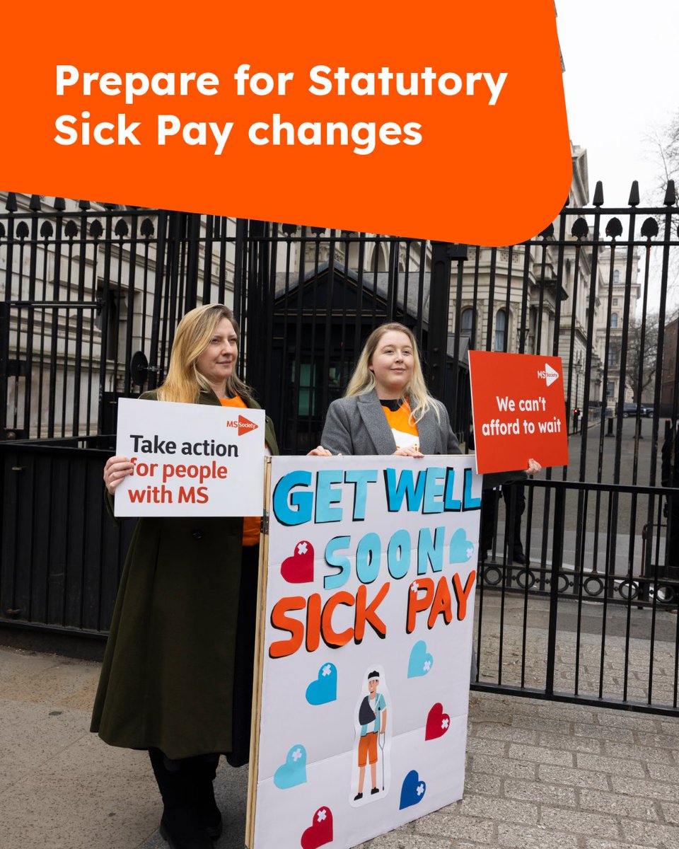 mssocietyuk's tweet photo. New rights to Statutory Sick Pay are coming into force this week, with access to SSP expanded to those on low incomes, and people now also able to claim SSP from the 1st day of any illness.  

Learn more here: https://t.co/ZJsimgQjnM https://t.co/5w196b7kUy