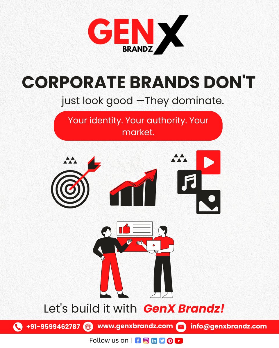 GenXbrandz's tweet image. Your brand isn’t just a logo — it’s your reputation.
Let GenxBrandz shape it with precision and purpose.
For more : genxbrandz.com
📞 +91 87502 95734
#GenxBrandz #CorporateIdentity #BrandBuilding #BusinessSuccess #BrandExperts #MarketingStrategy