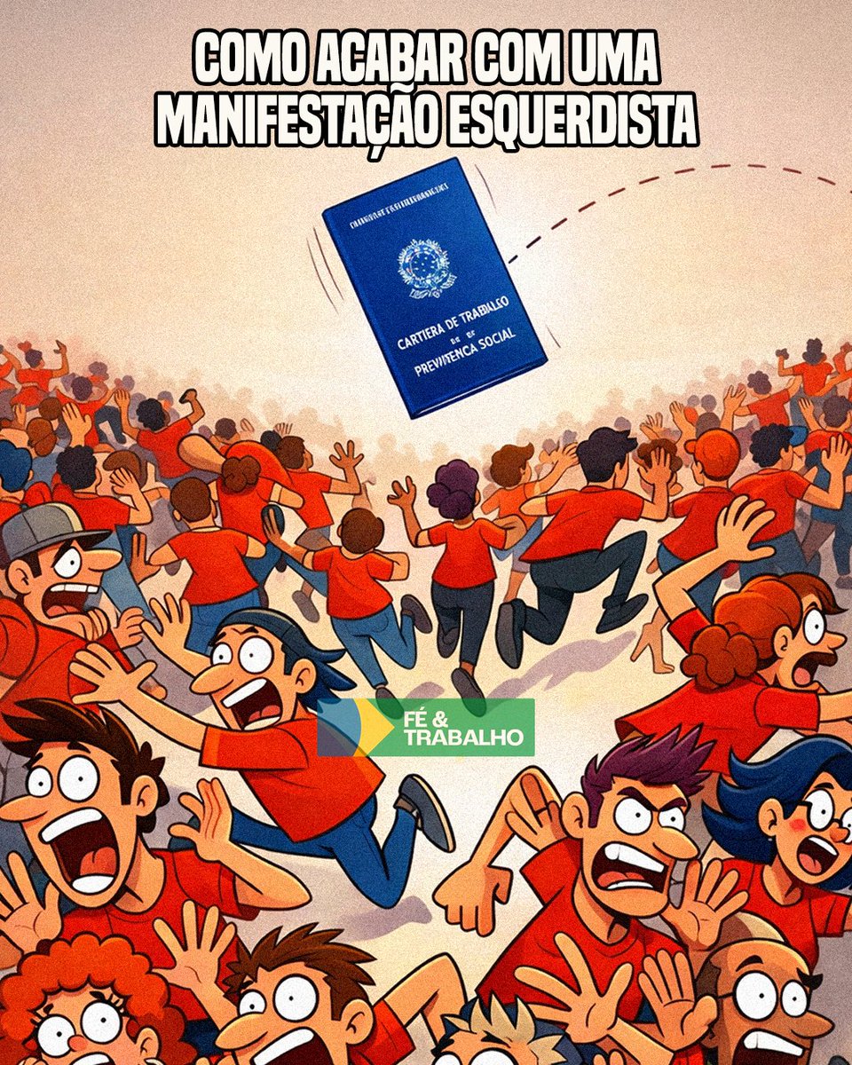 FeTrabalho1's tweet image. Manual prático: jogue uma carteira de trabalho no meio da manifestação e assista todo mundo correr.

--

#trabalho #forapt #foralula #liberdade #brasil