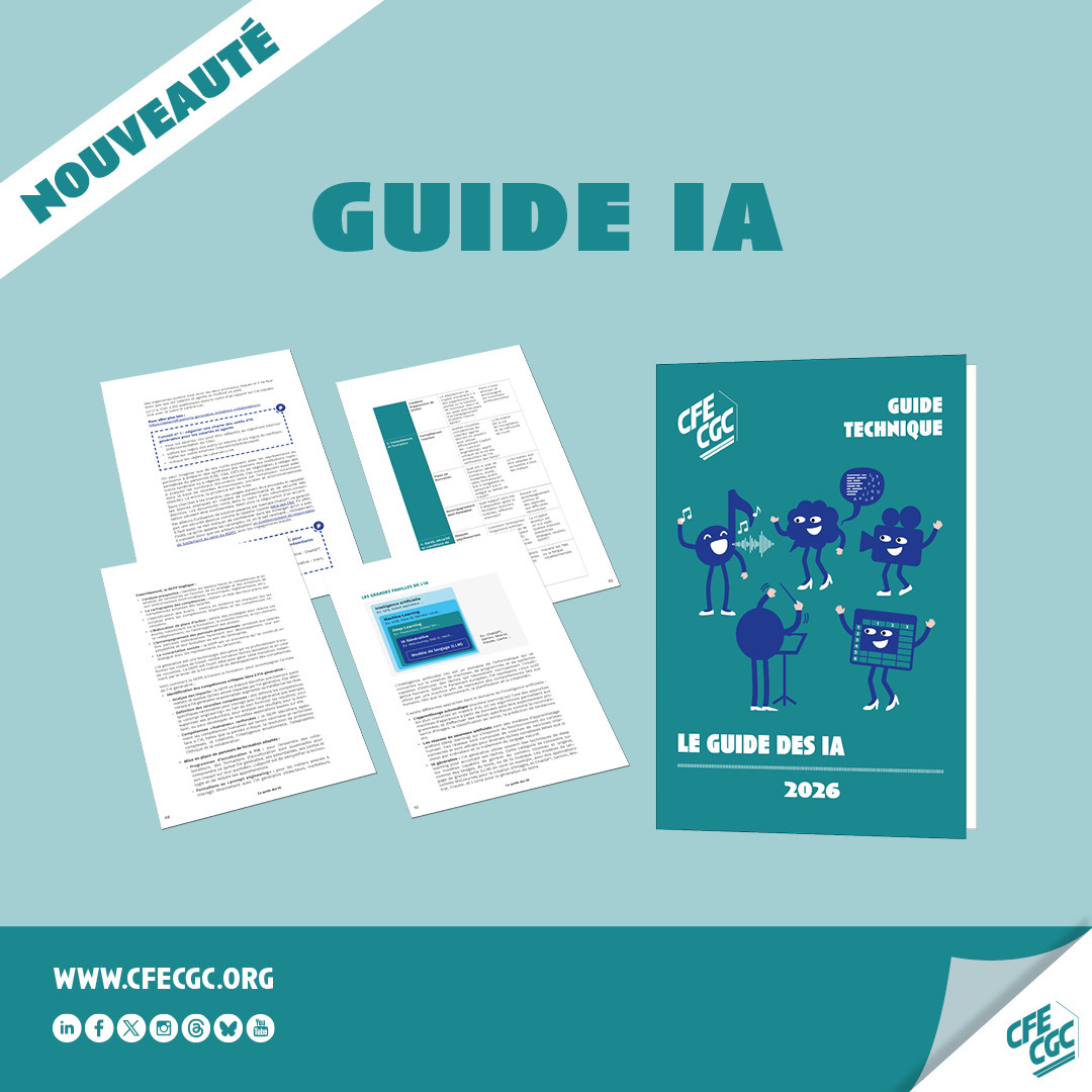 CFECGC's tweet photo. Le guide des IA vient de paraître. 

Il explore ses enjeux pour les salariés, agents publics et élus du personnel, tout en mettant en avant des initiatives qui favorisent un dialogue social constructif et une #IA au service de la confiance. 

👉https://t.co/A0TkMcuYNt https://t.co/gUThhpGhQ2