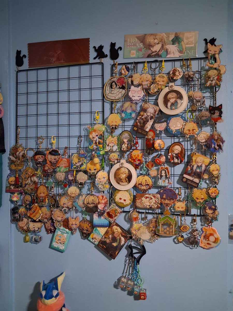 Kaveh_n_Churin's tweet photo. @birdcircuit As I collect anything kaveh &amp; aventurine. There's my: Keychain wall, all my plushies, merch shelf, my room. 👁👄👁👍 https://t.co/A3zUmIqPVU