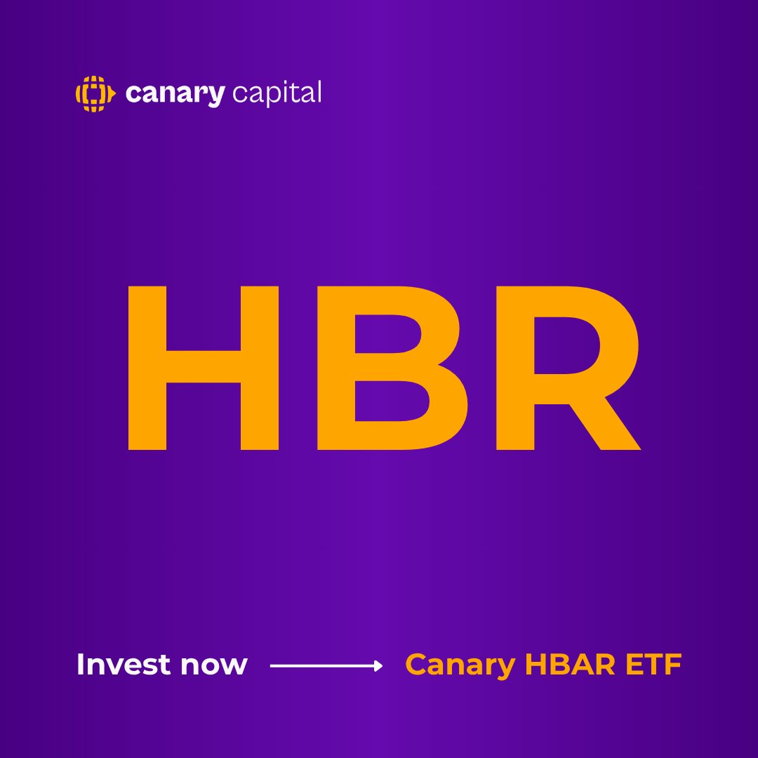 🐤  Enterprise crypto just hit Nasdaq.

$HBR is the first U.S. spot HBAR ETF—bringing registered access to a network governed by names like Google + IBM.

Built for the next wave of real-world asset tokenization.

Prospectus: hubs.ly/Q049DFBw0 

<a href="/hedera/">Hedera</a> <a href="/HederaFndn/">Hedera Foundation</a>