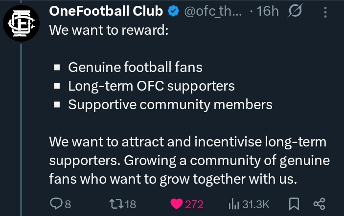 If you're a: 

▪︎ Genuine football fan
▪︎ Long-term OFC supporter
▪︎  Supportive community member 

Congrats, you are ELIGIBLE!!