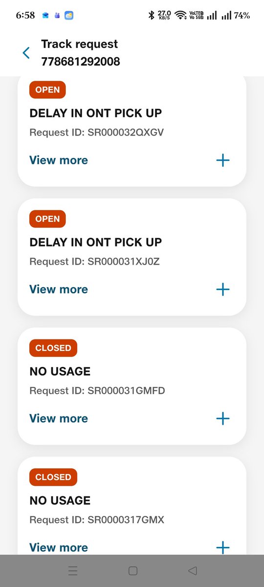 iamthestellar's tweet photo. @JioCare Now we have 2 open pick up requests but pickup not done yet. 
One delayed pickup request for an older delay pickup request which was raised for an older pickup/cancellation request and that cancellation was also for an older cancellation request which was not fulfilled first time https://t.co/flAM6kFGCc