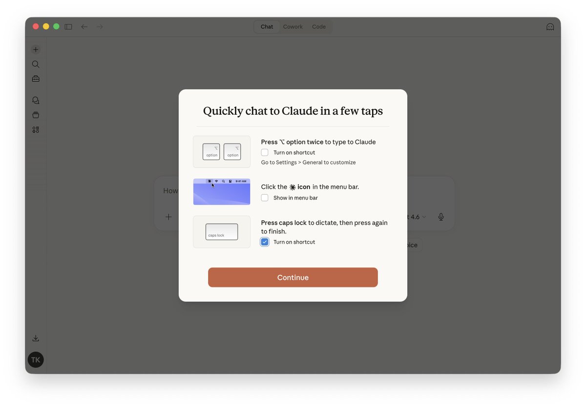 tomas_kupka's tweet photo. Claude Desktop uses CapsLock as a dictation shortcut on Mac. Same pattern behind Airbounce, a Mac app I made for muting/unmuting Zoom with CapsLock.
Anthropic landed on the same key for the same reason. I smiled when I saw that. Some patterns just rhyme. 🧵 https://t.co/cs8jBFufqn