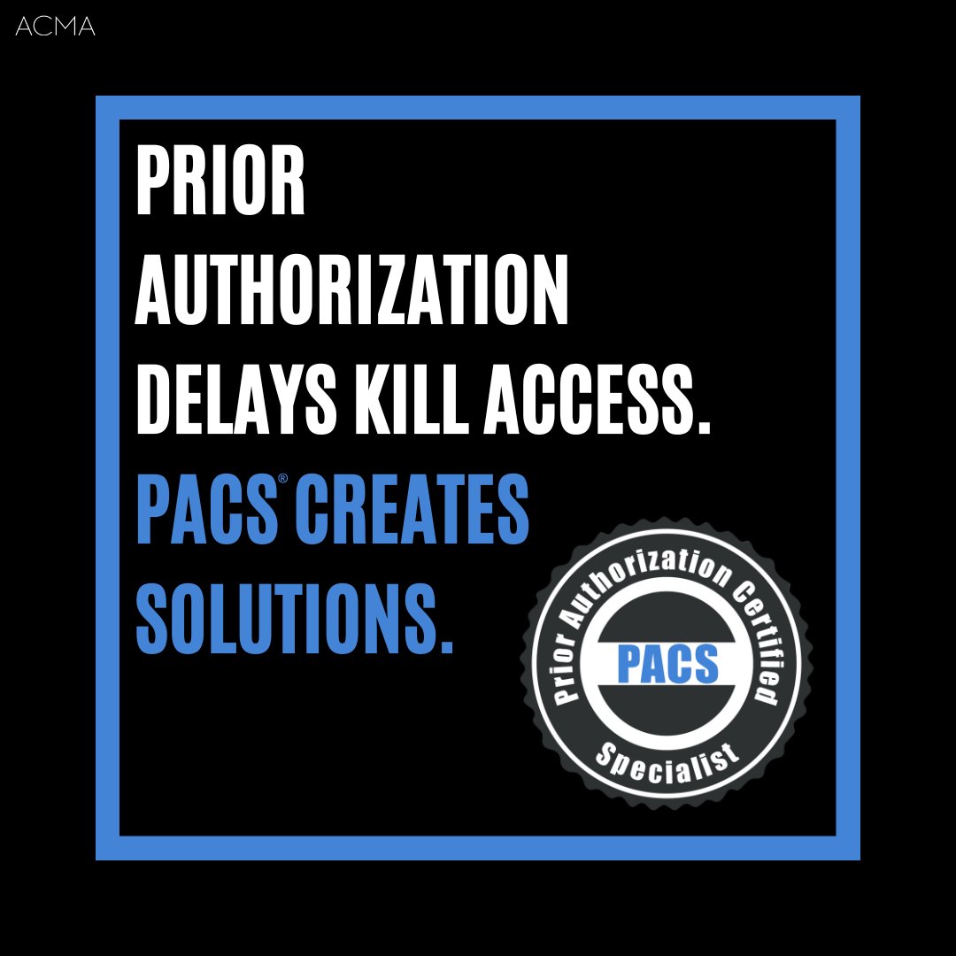 The_ACMA's tweet image. When submissions improve, access improves.
When access improves, outcomes follow.

Prior authorization should move care forward, not hold it back.
Learn more here  hubs.ly/Q049G-tS0

#PatientAccess #PriorAuthorization #HealthcareReform #PACS #MedicalAffairs