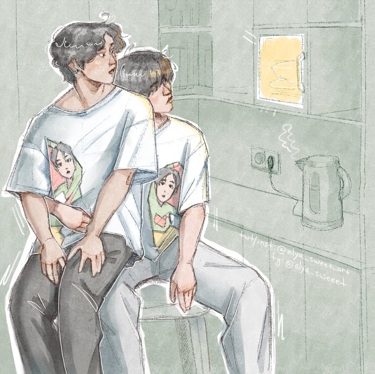 alya_sweet_art's tweet photo. They’re waiting for dinner to be ready ~
(I forgot to draw buttons on microwave pgogphp🙈)
#minsung https://t.co/wZegKPxElH