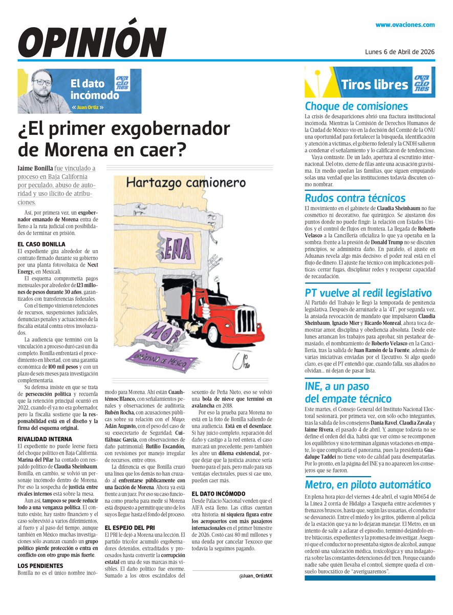 🗳️📌 ¿EL PRIMER EXGOBERNADOR DE MORENA EN CAER?

Un juez vinculó a proceso a Jaime Bonilla.

Es por el caso del contrato de Next Energy en Baja California.

Un esquema que comprometía pagos mensuales por alrededor de 123 millones de pesos durante 30 años.

Bonilla ya estaba