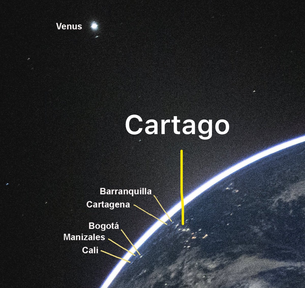 Increíble como se ve Colombia iluminado desde el espacio