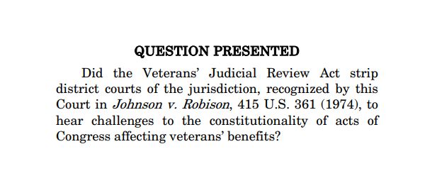bykatiebuehler's tweet image. NEW: The Supreme Court has agreed to decide whether federal courts can hear constitutional challenges to federal statutes affecting veterans benefits. #SCOTUS
Docket: supremecourt.gov/search.aspx?fi…