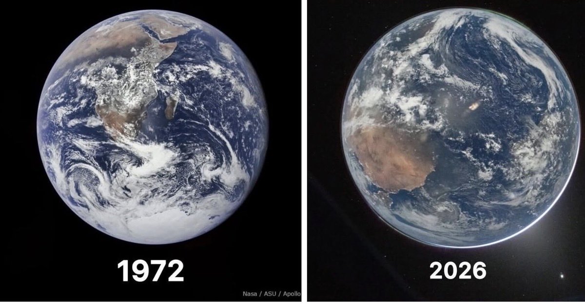 NASA shared Earth in 1972 vs 2026 🌍

Just 54 years and you can feel the difference.

Sustainability is whether the world we pass on is the same… or better.

Are we building a future we’d be proud to show the next generation?
#Sustainability #FutureGenerations #Leadership