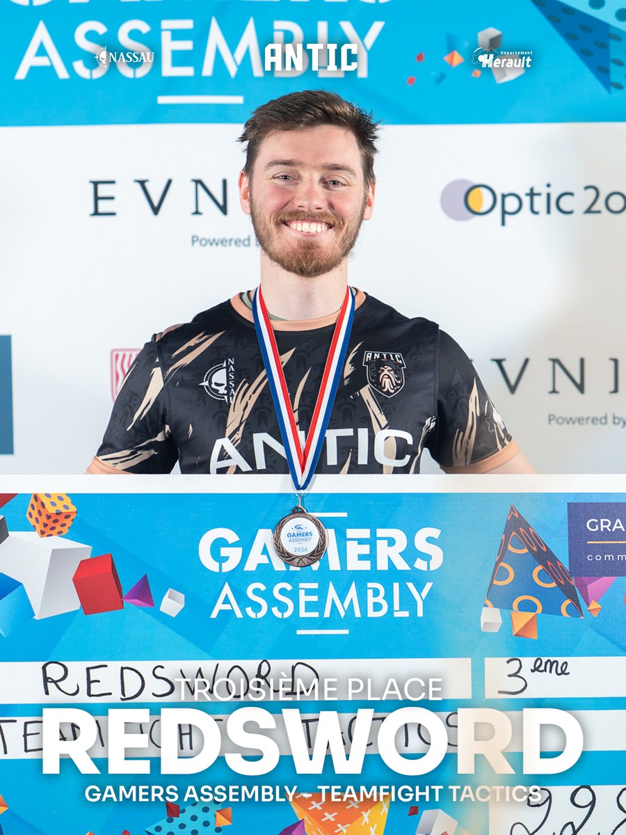 🏆FINALE GAMERS ASSEMBLY🏆

Fin de tournoi pour <a href="/RedswordGG/">RedSword</a> 🏴‍☠️

Notre pirate termine à la 3ème place du Gamers Assembly 2026 - TFT 🔥

Malgré un excellent Top 2 dans cette 5ème game, cela n’a pas suffi pour remporter le tournoi.

Belle performance et un podium bien mérité, on est